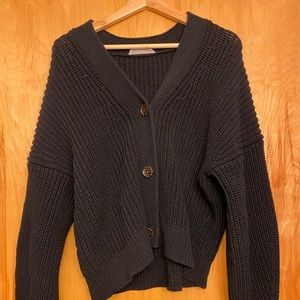 everlane texture cotton crop cardigan